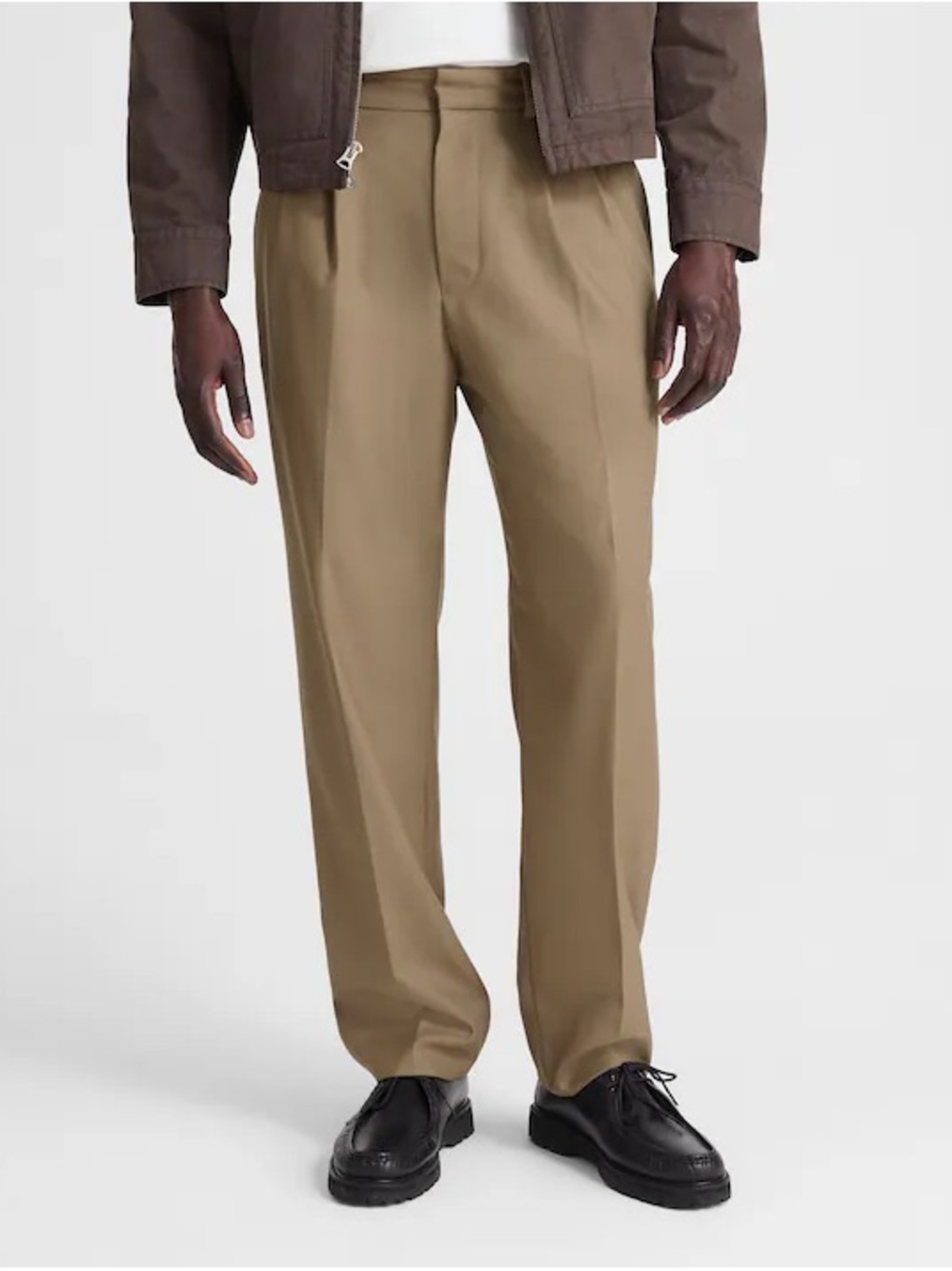 Madewell Double-Pleated Trousers in Wool Blend Desert Brown Size 30 NWT